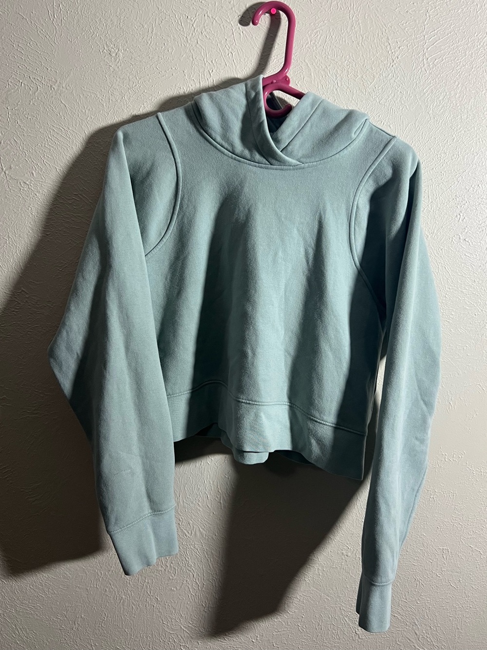 Lululemon Loungeful Cropped Light Teal Pullover Hoodie Sweatshirt No Tag size 2?